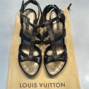Louis Vuitton Wedge Logo Platform, sz 39